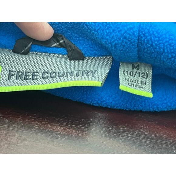 Free Country Boys Hooded Windbreaker Jacket Medium 10/12 Black Fleece Lined - Picture 6 of 6